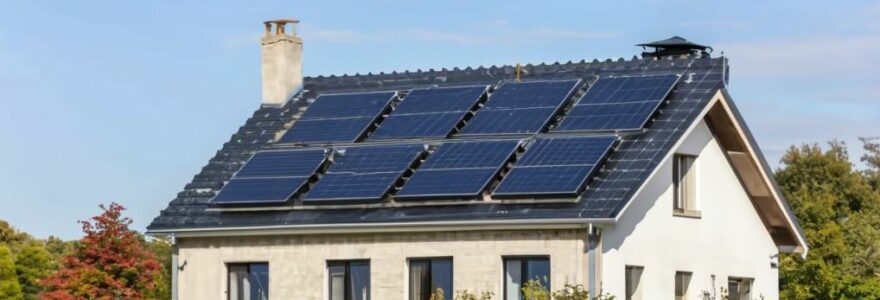 panneau solaire avec batterie de stockage sur toit maison